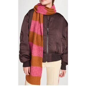 NAADAM Pink and Orange Soft Striped Skinny Alpaca Scarf Reatil: $325 NWT!